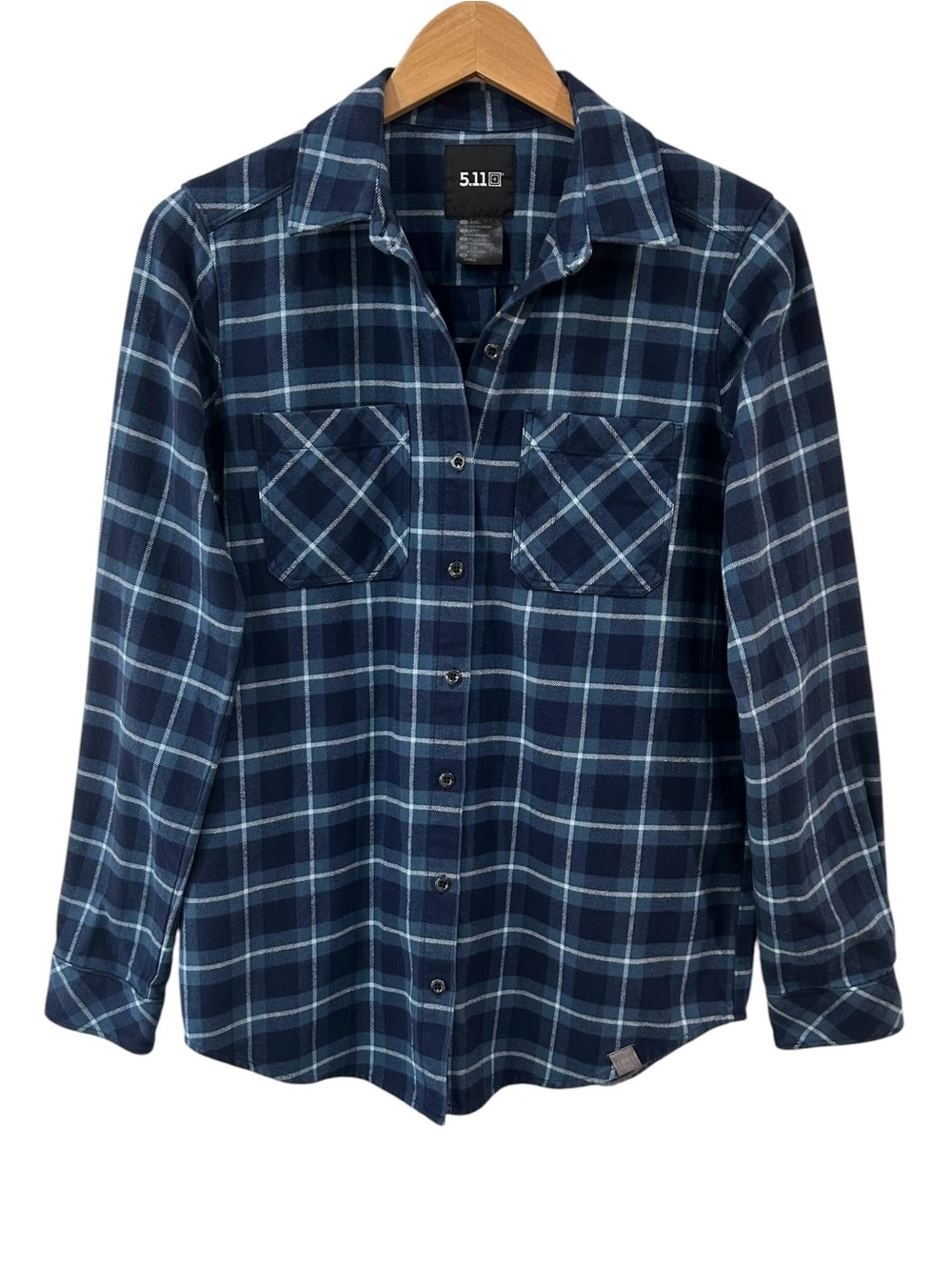 5.11 TACTICAL women’s Ruth Flannel Long Sleeve Shirt S blue plaid button up
